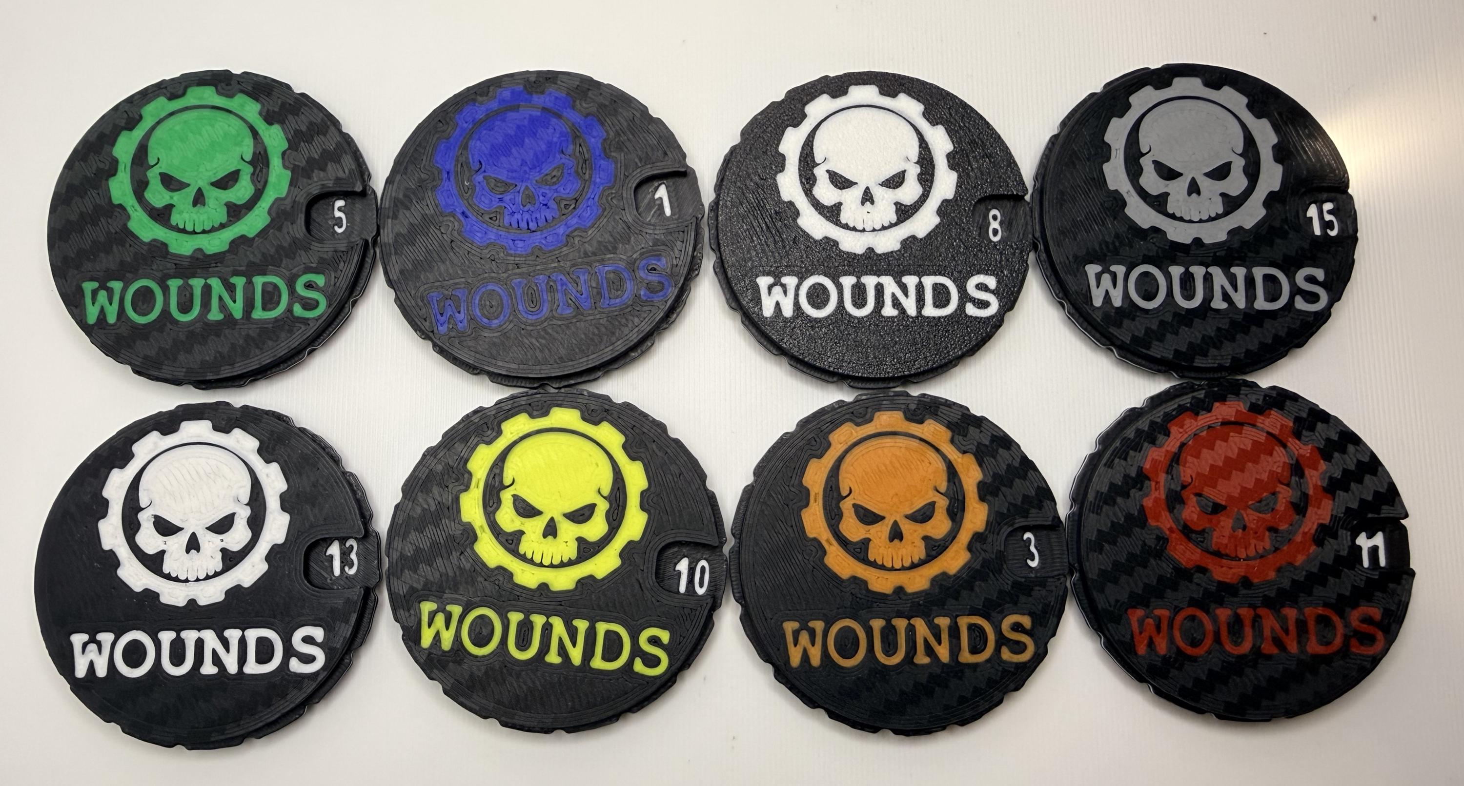 Tabletop Damage, Wound Trackers (0-15), Tabletop Tracker, Wargaming Token