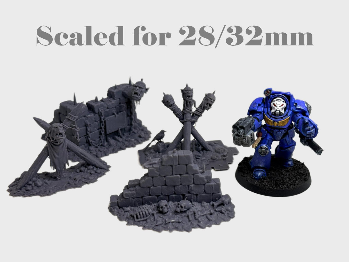 Ork Heads Terrain Enhancement – Grimdark Basing Bits Set,Resin Printed