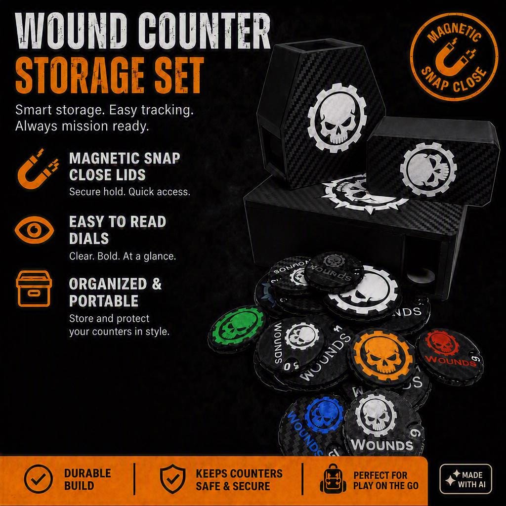 Wound Counter Set Tabletop Damage, Wound Trackers with storage