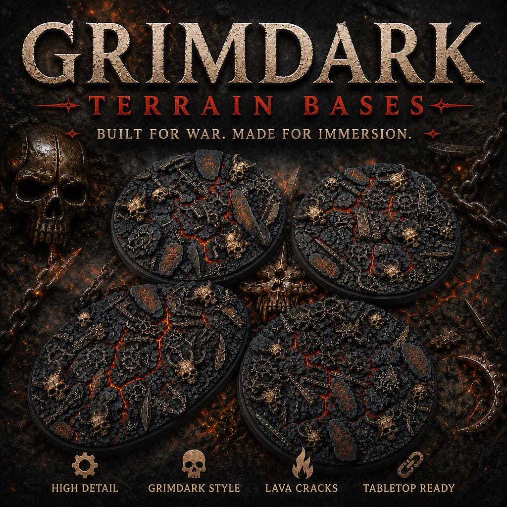 Grimdark Miniature Base Toppers, Resin Printed