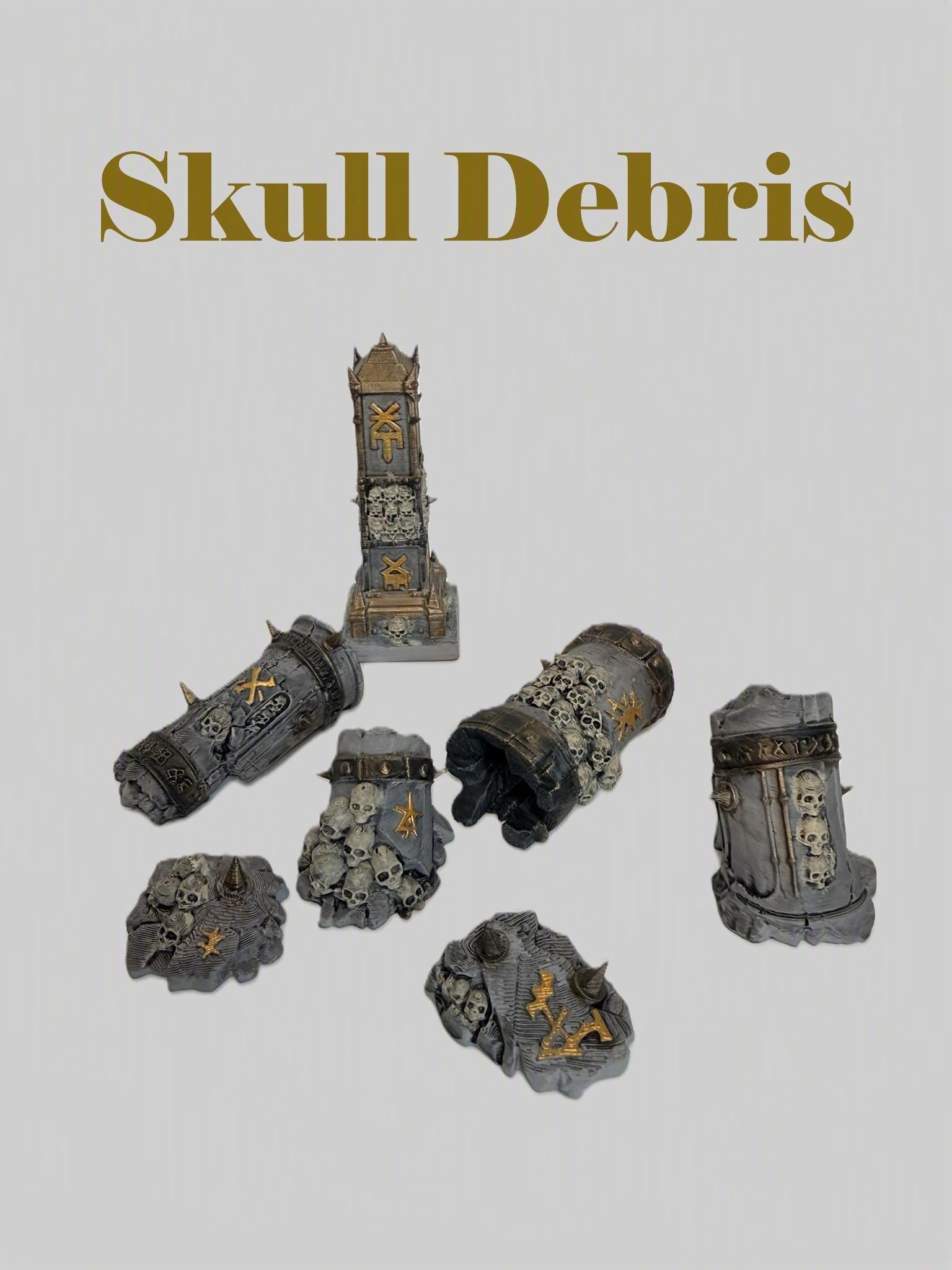 Skull Column Debris – Grimdark Ruins for Tabletop Wargaming & Dioramas, Terrain