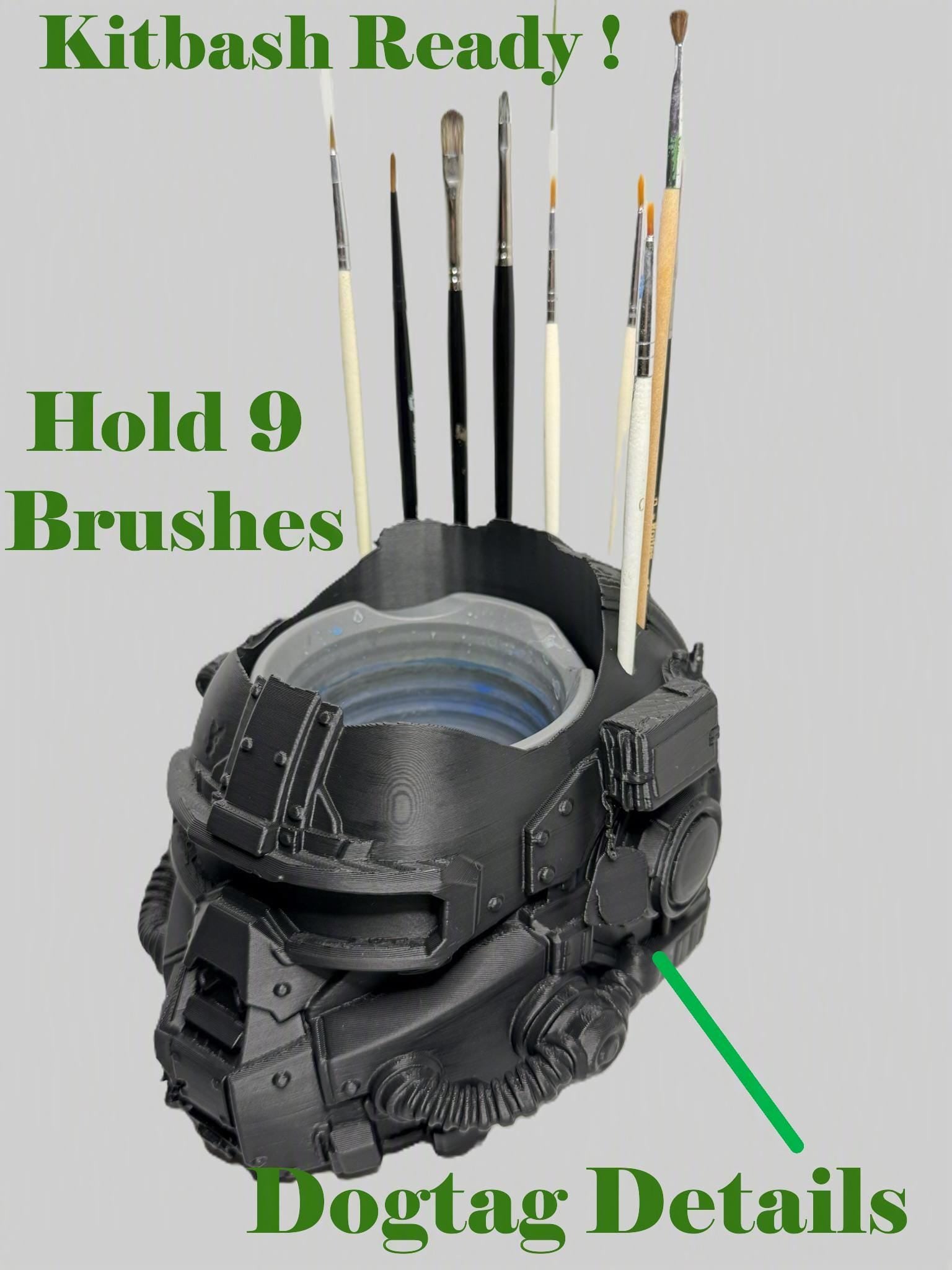 Grimdark Military Survivor Brush Holder & Water Pot – Post‑Apocalyptic Art Station Upgrade
