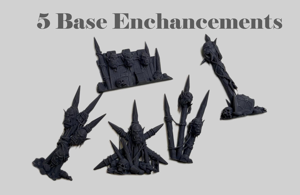Ork Heads Terrain Enhancement – Grimdark Basing Bits Set,Resin Printed