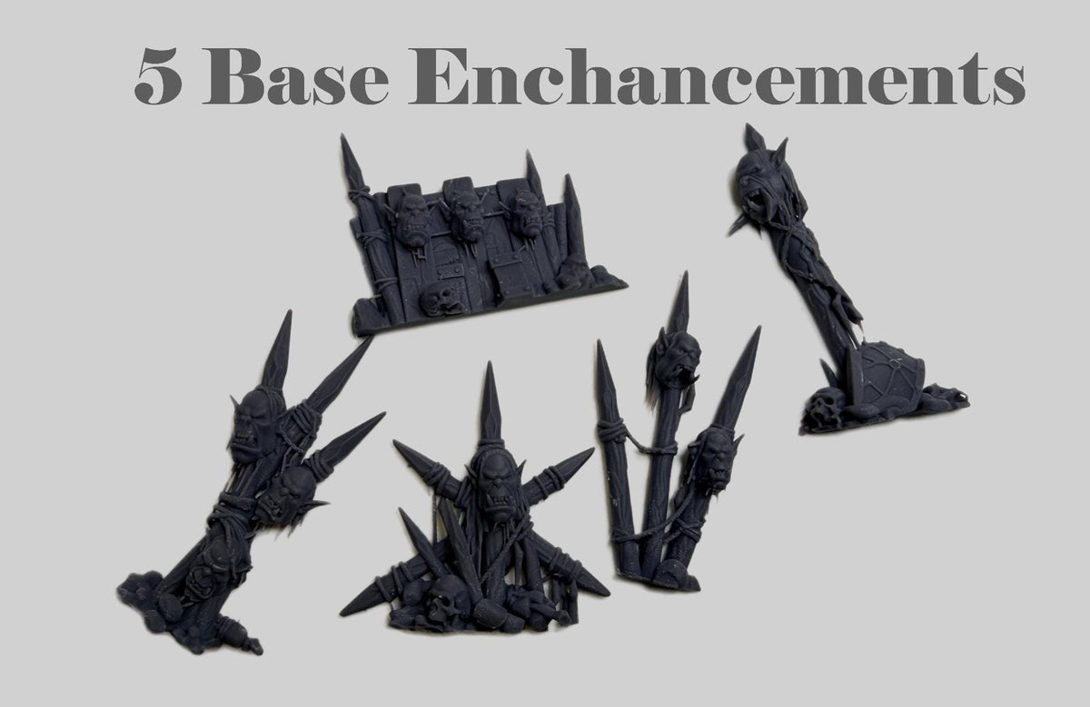 Ork Heads Terrain Enhancement – Grimdark Basing Bits Set,Resin Printed