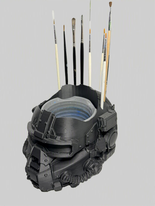 Grimdark Military Survivor Brush Holder & Water Pot – Post‑Apocalyptic Art Station Upgrade