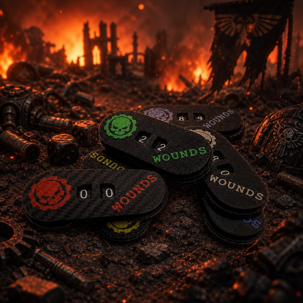 Dual Damage, Wound Counters (0–99 Range) -Tabletop Tracker - Wargaming Token