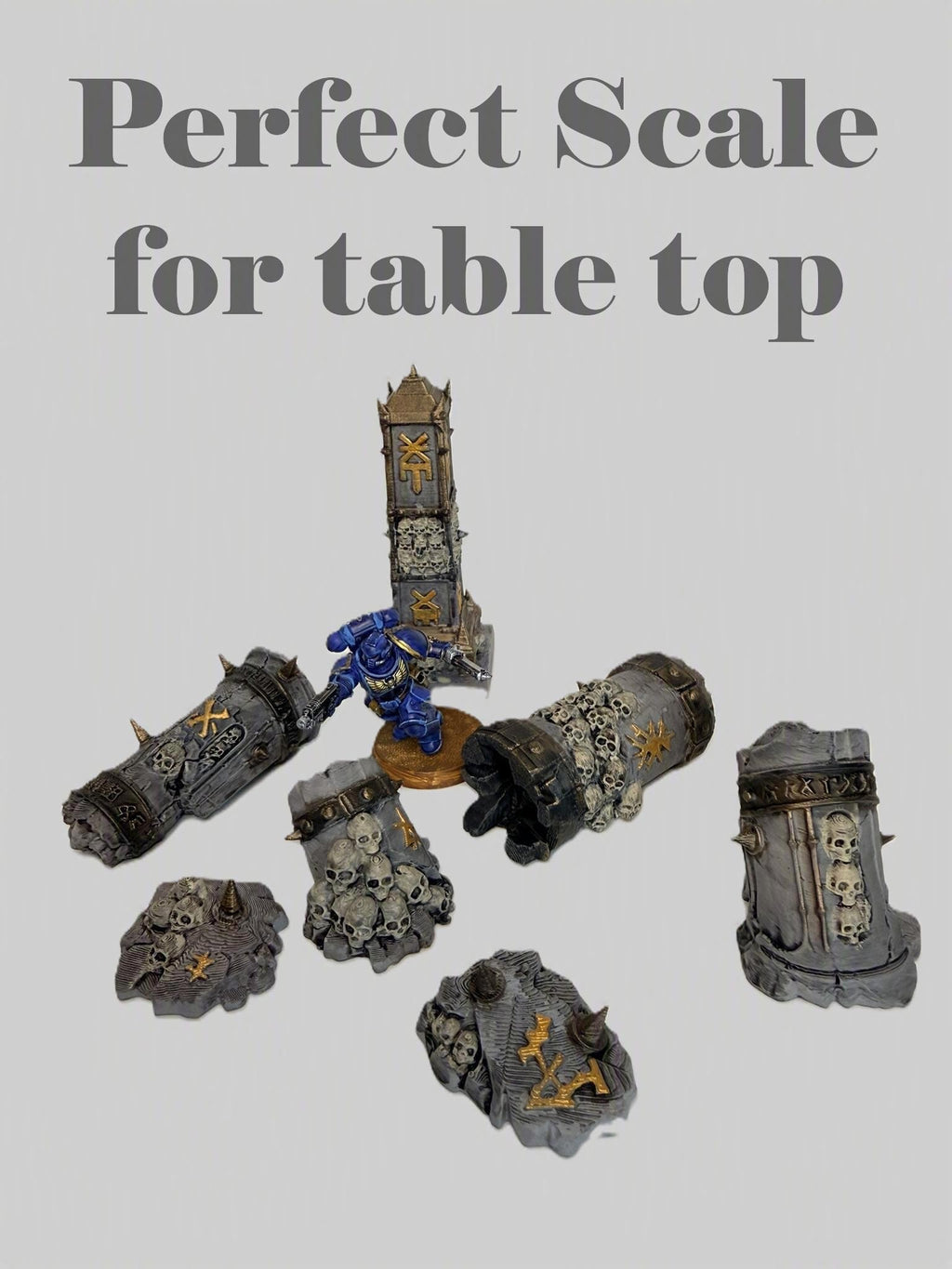 Skull Column Debris – Grimdark Ruins for Tabletop Wargaming & Dioramas, Terrain