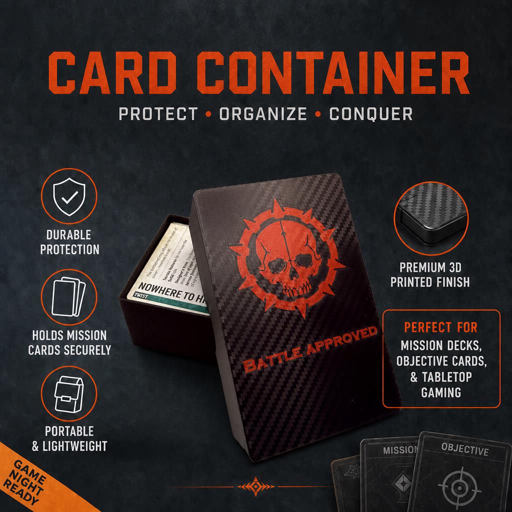 Mission Deck Card Container and Storage for Tabletop Wargaming