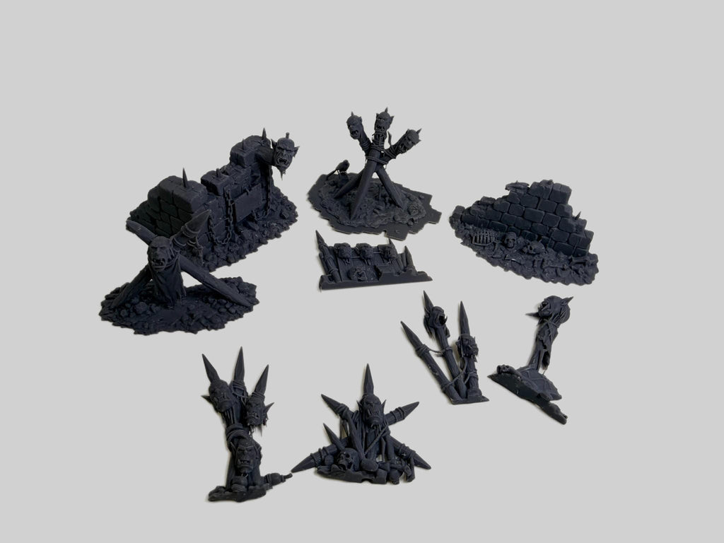 Ork Heads Terrain Enhancement – Grimdark Basing Bits Set,Resin Printed