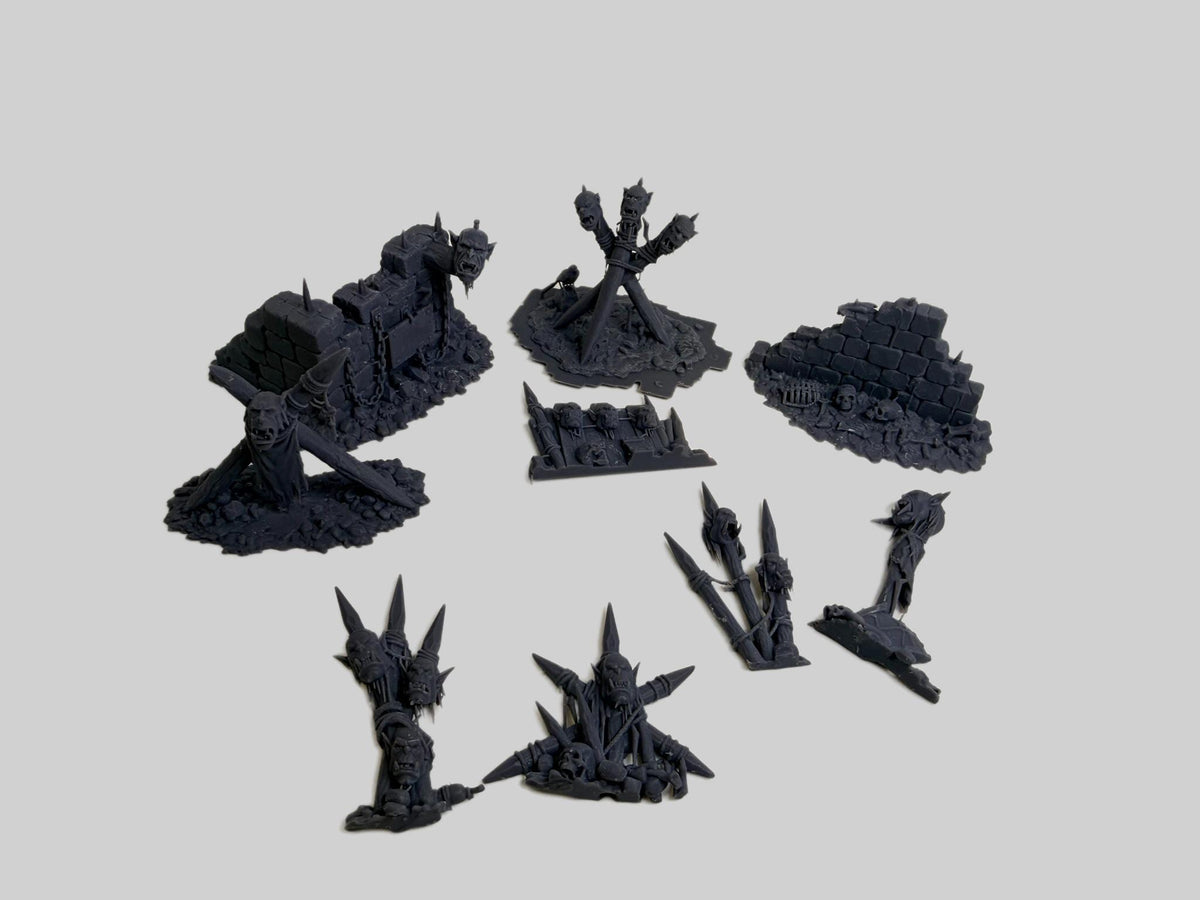 Ork Heads Terrain Enhancement – Grimdark Basing Bits Set,Resin Printed